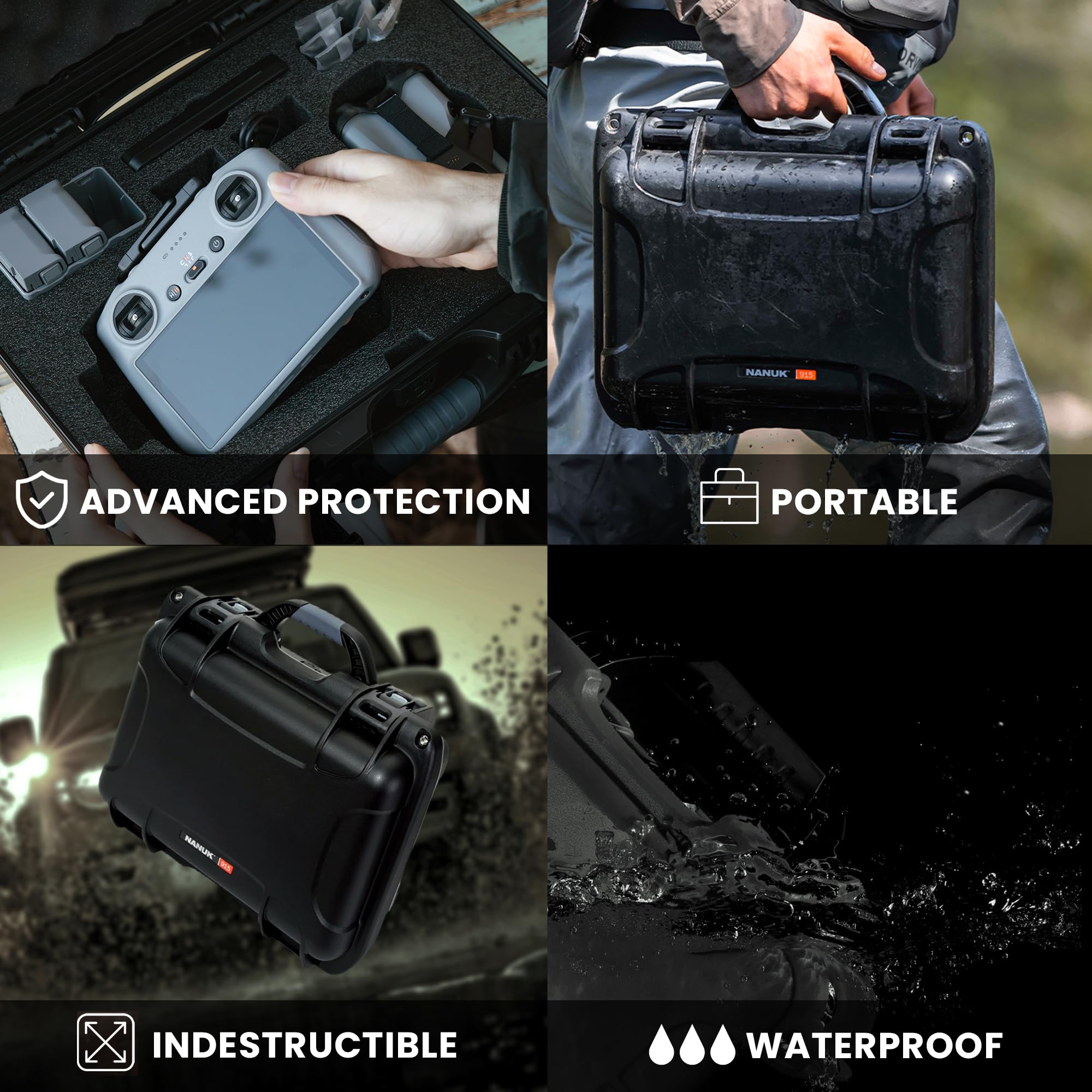 NANUK 915 DJI™ Mini 5 Pro Fly More Combo Plus - Waterproof Hard Case with Drone Foam Insert, Crushproof, Portable Travel Case, Made in Canada - Graphite (15.8" x 12.1" x 6.8") - Image 3
