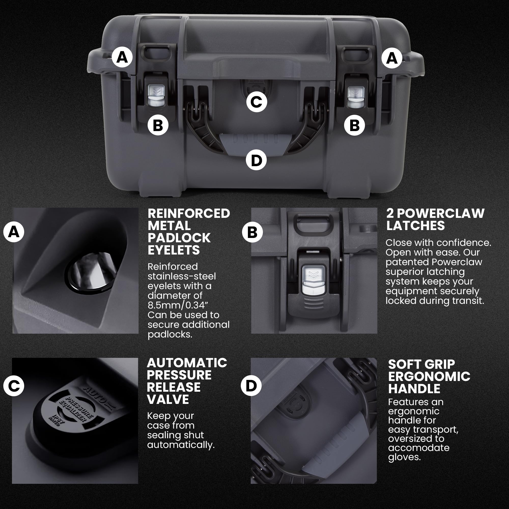 NANUK 918 Waterproof Camera Lens Case with Custom Foam Insert for 6 Lenses, Camera Lens Storage, IP67 Waterproof & Crushproof, Made in Canada (16.9” x 12.9” x 9.3”) – Graphite - Image 4