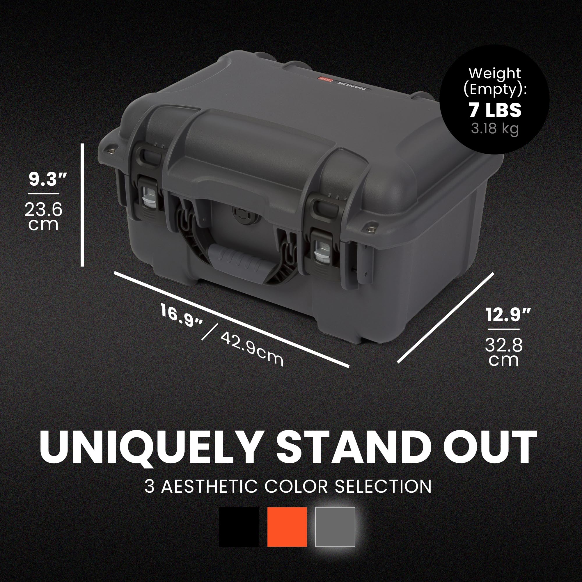 NANUK 918 Waterproof Camera Lens Case with Custom Foam Insert for 6 Lenses, Camera Lens Storage, IP67 Waterproof & Crushproof, Made in Canada (16.9” x 12.9” x 9.3”) – Graphite - Image 5