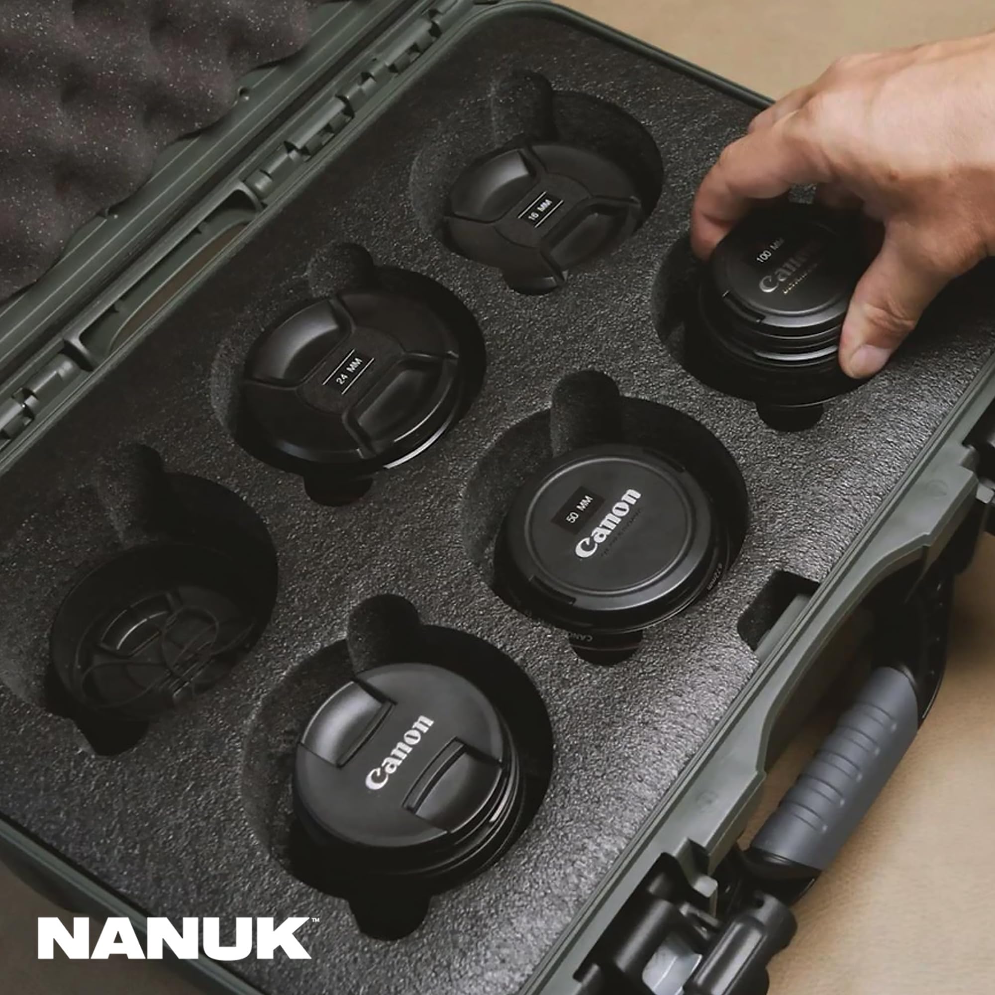NANUK 918 Waterproof Camera Lens Case with Custom Foam Insert for 6 Lenses, Camera Lens Storage, IP67 Waterproof & Crushproof, Made in Canada (16.9” x 12.9” x 9.3”) – Graphite - Image 7