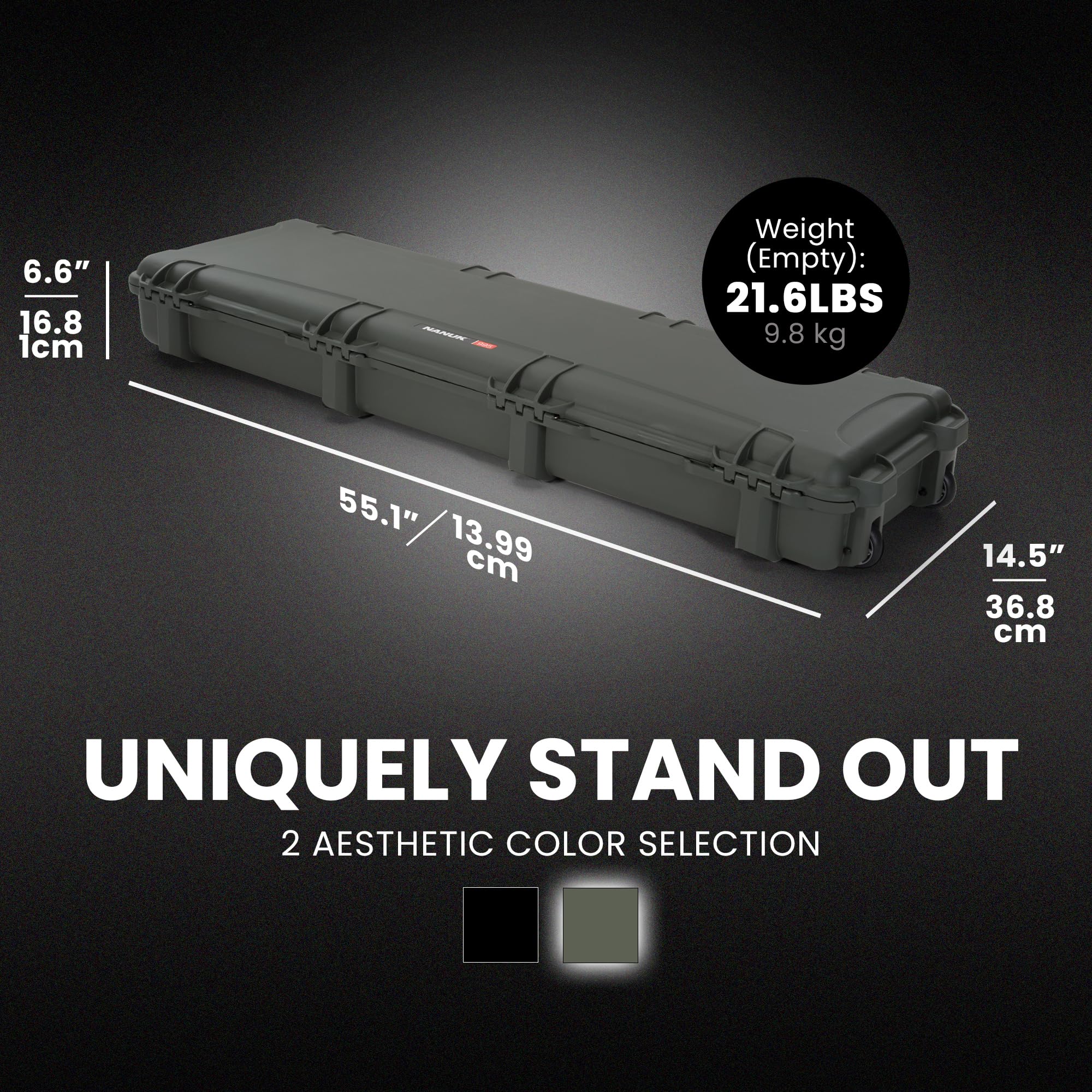 NANUK Hard Case with Foam & Wheels - 30" to 55" Long, Customizable Foam Insert, IP67 Waterproof & Crushproof, Rugged Construction for Ultimate Protection, Made in Canada - Image 4