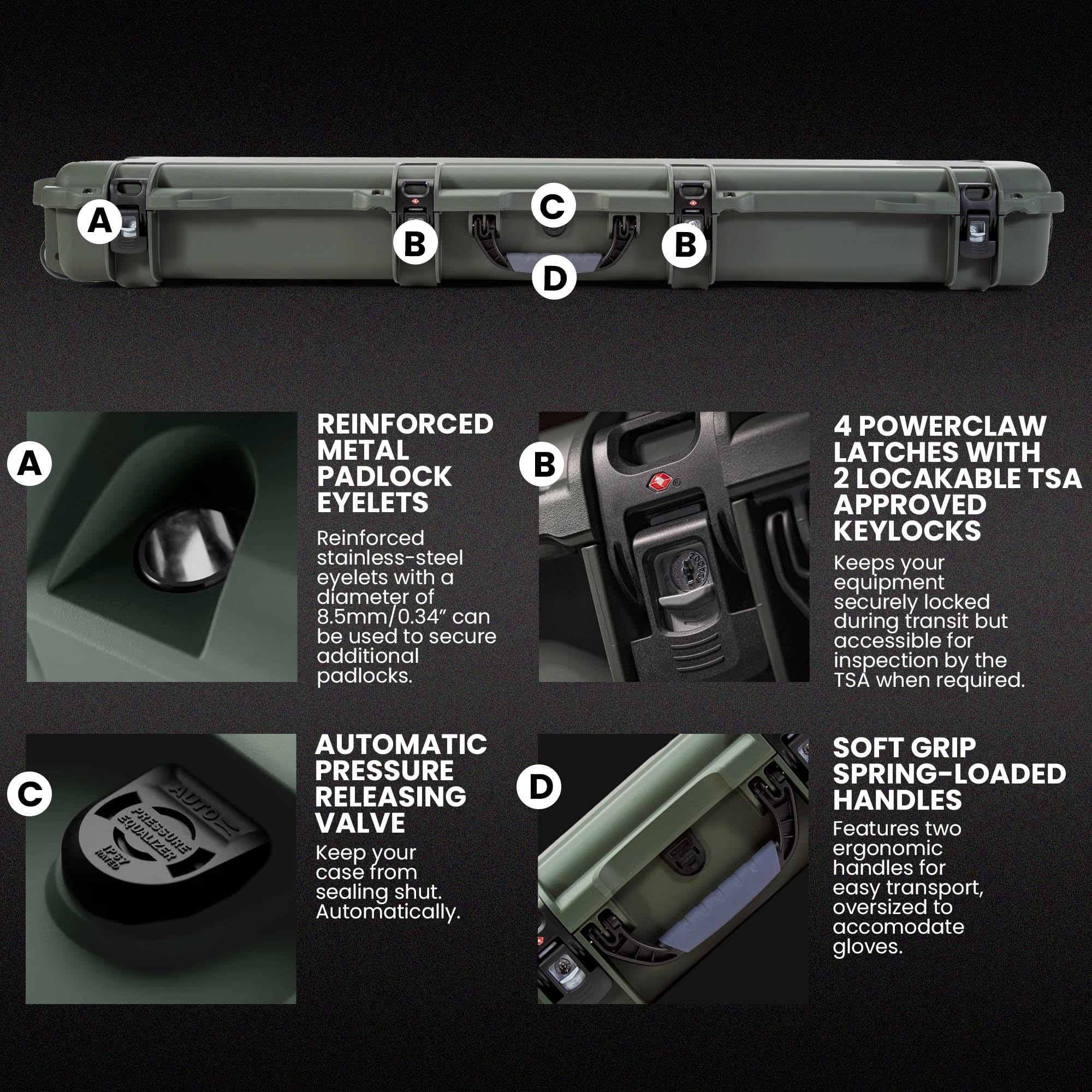NANUK Hard Case with Foam & Wheels - 30" to 55" Long, Customizable Foam Insert, IP67 Waterproof & Crushproof, Rugged Construction for Ultimate Protection, Made in Canada - Image 6